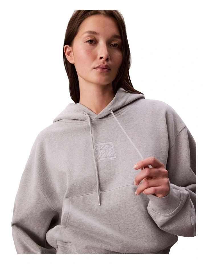 Long Sleeve Premium Terry Emblem Logo Hoodie in Grey image 6