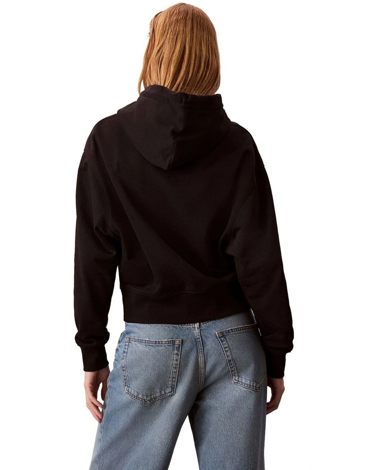 Long Sleeve Premium Terry Emblem Logo Hoodie in Black image 2