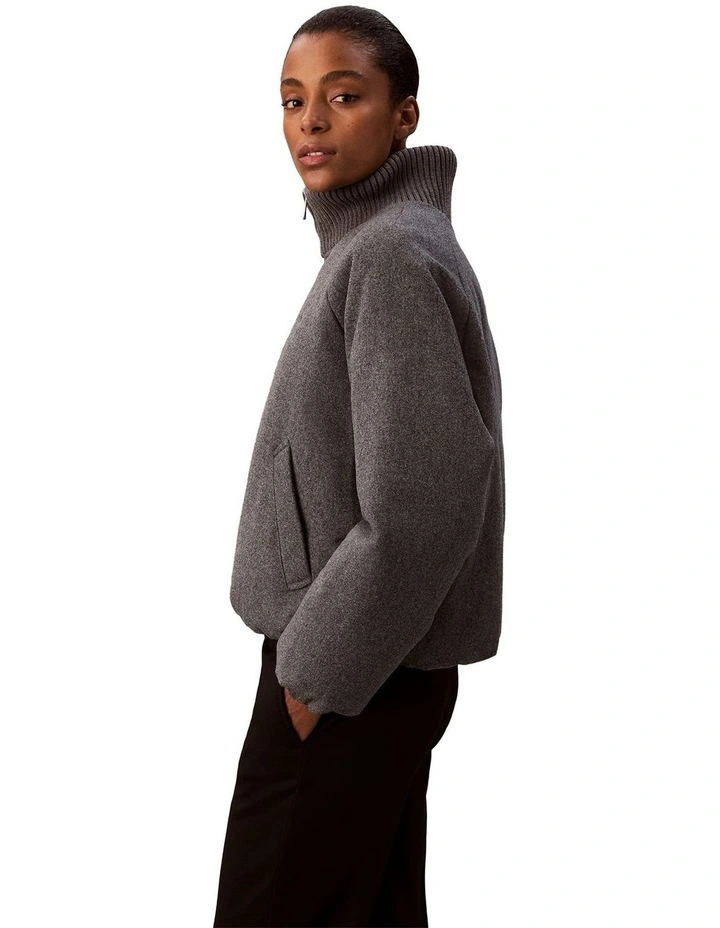 Wool Insulated Down Jacket in Grey image 3