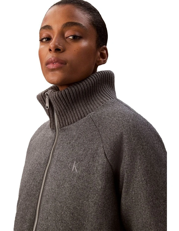 Wool Insulated Down Jacket in Grey image 4