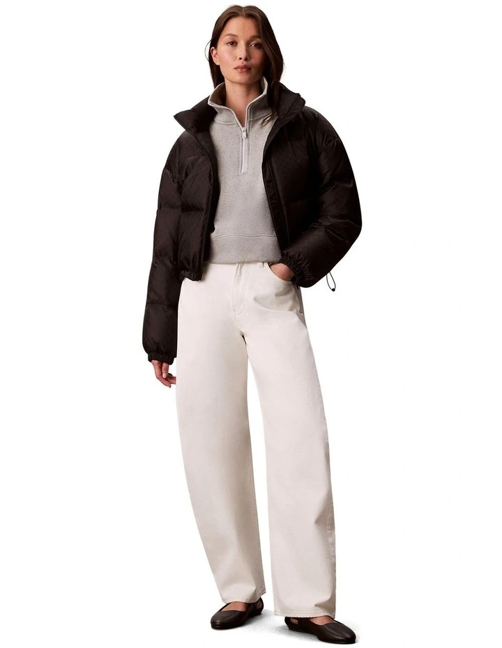 Allover Print Logo Jacquard Puffer Jacket in Brown image 1