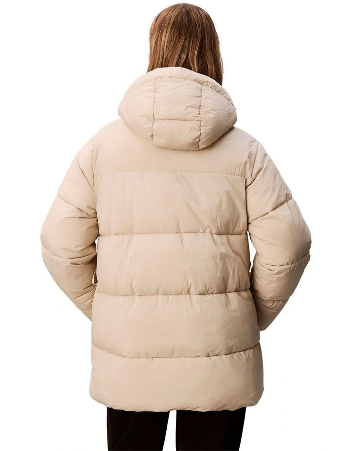Belted Midweight Puffer in Beige image 2