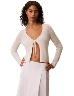 Linen Blend Cardigan in Tofu