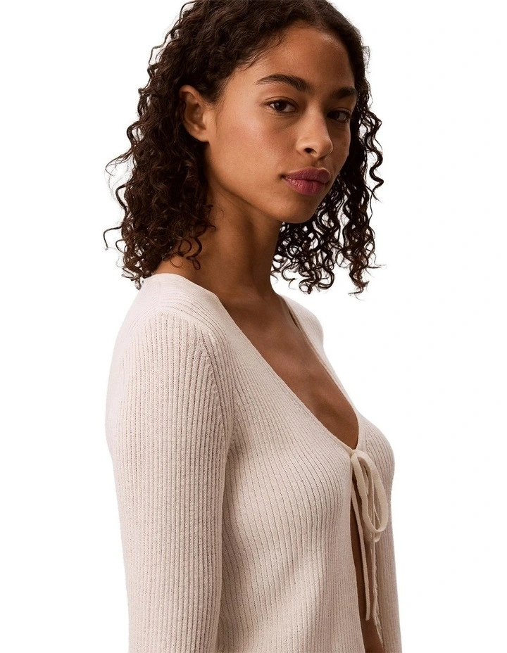 Linen Blend Cardigan in Tofu image 3