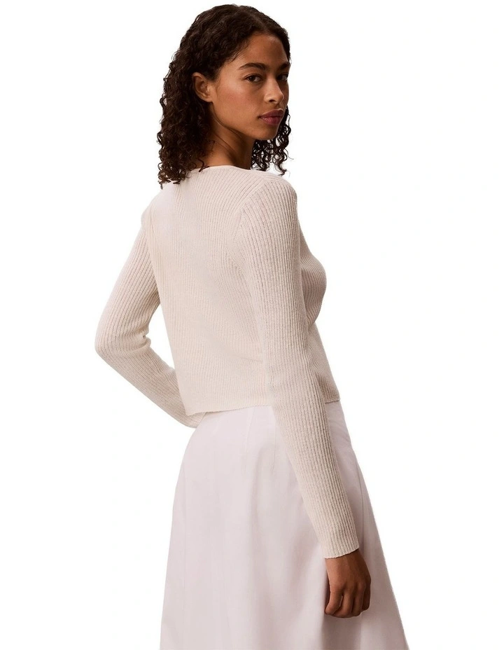 Linen Blend Cardigan in Tofu image 5