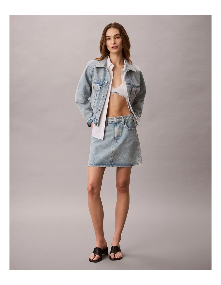 Denim Logo Tape Boxy Jacket in Fresh Water image 6