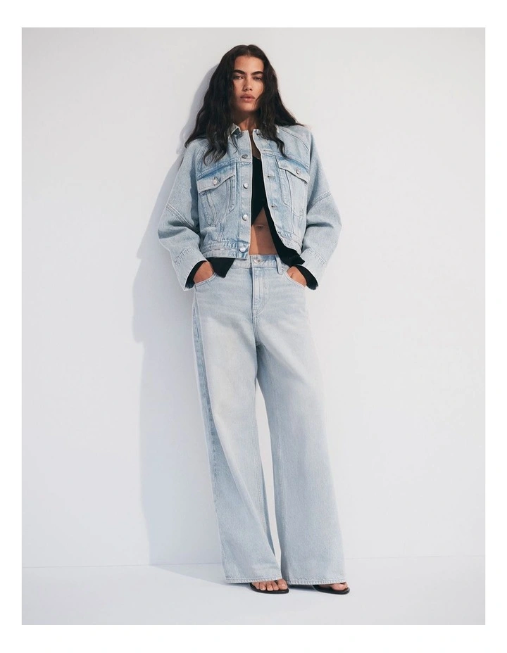 Denim Logo Tape Boxy Jacket in Fresh Water image 7