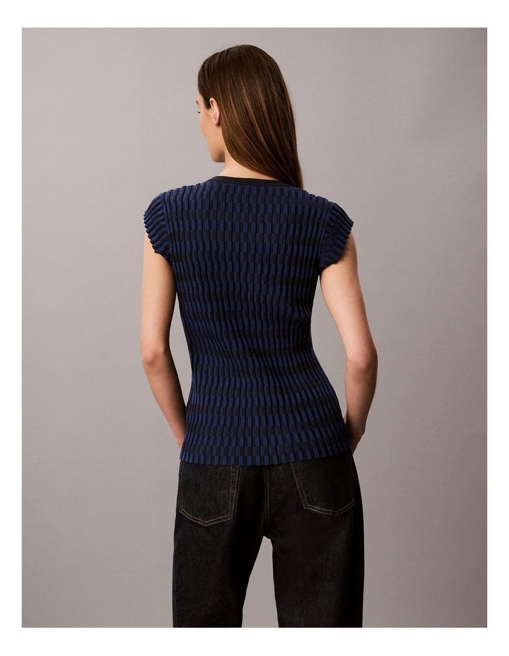 Checkered Rib Cardigan in Estate Blue image 2