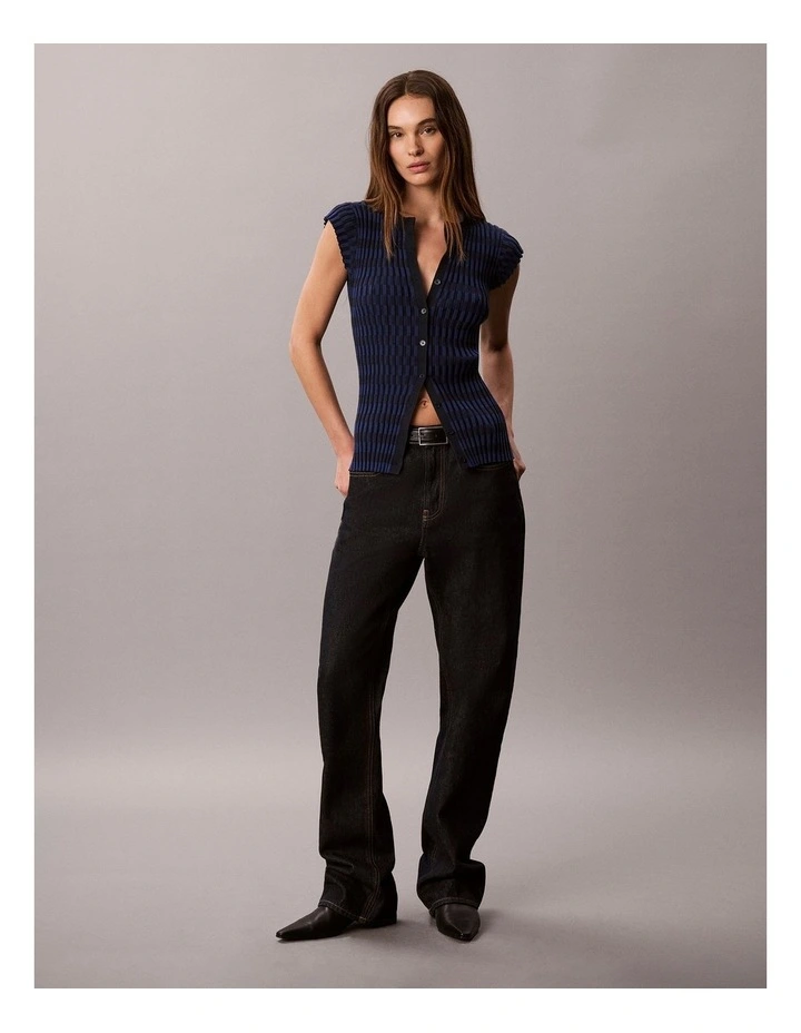 Checkered Rib Cardigan in Estate Blue image 5