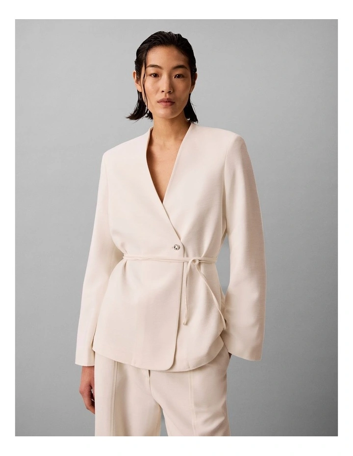 Calvin Klein Women Heavy Textured Shine Blazer in Tofu image 1