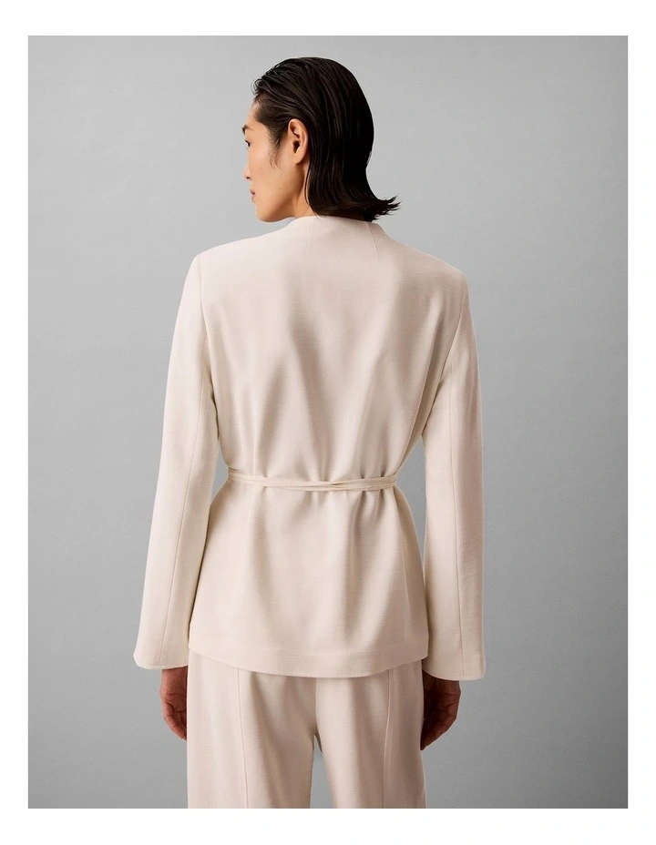 Calvin Klein Women Heavy Textured Shine Blazer in Tofu image 2