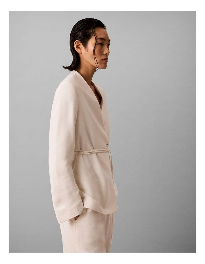 Calvin Klein Women Heavy Textured Shine Blazer in Tofu image 3