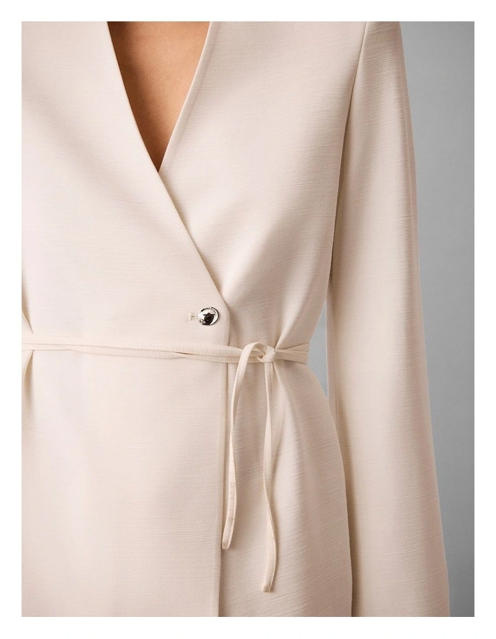 Calvin Klein Women Heavy Textured Shine Blazer in Tofu image 4