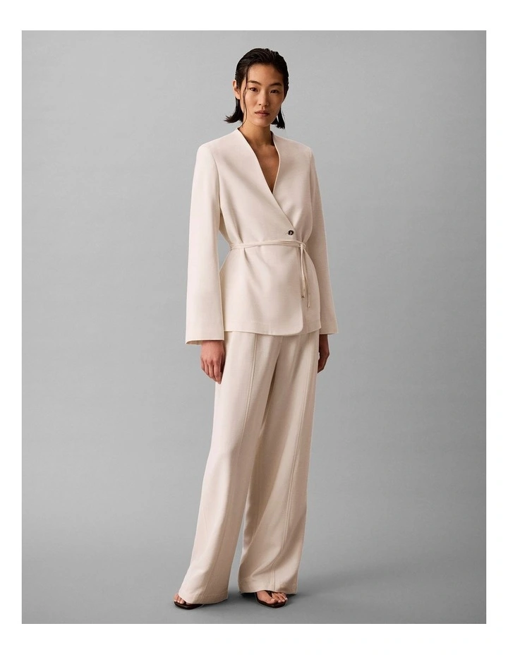 Calvin Klein Women Heavy Textured Shine Blazer in Tofu image 5