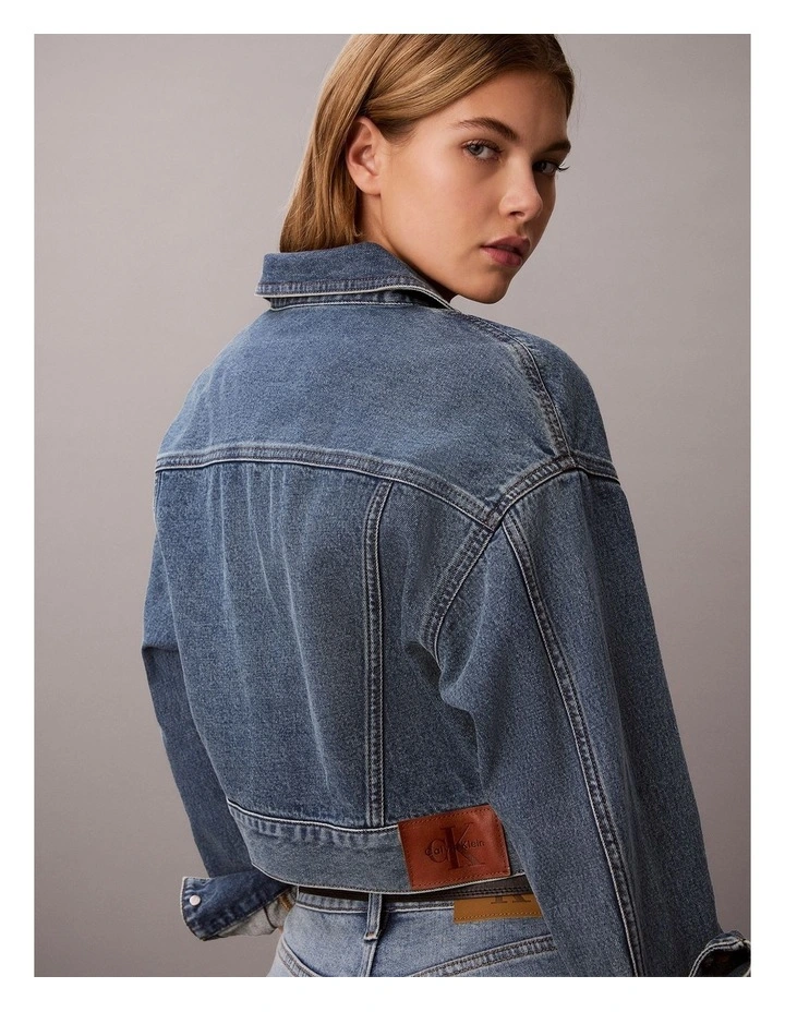 Denim Cropped Trucker Jacket in Fulton Blue image 2