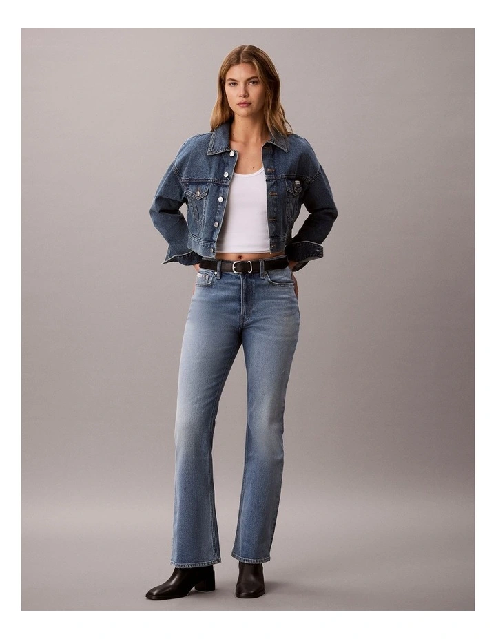 Denim Cropped Trucker Jacket in Fulton Blue image 6