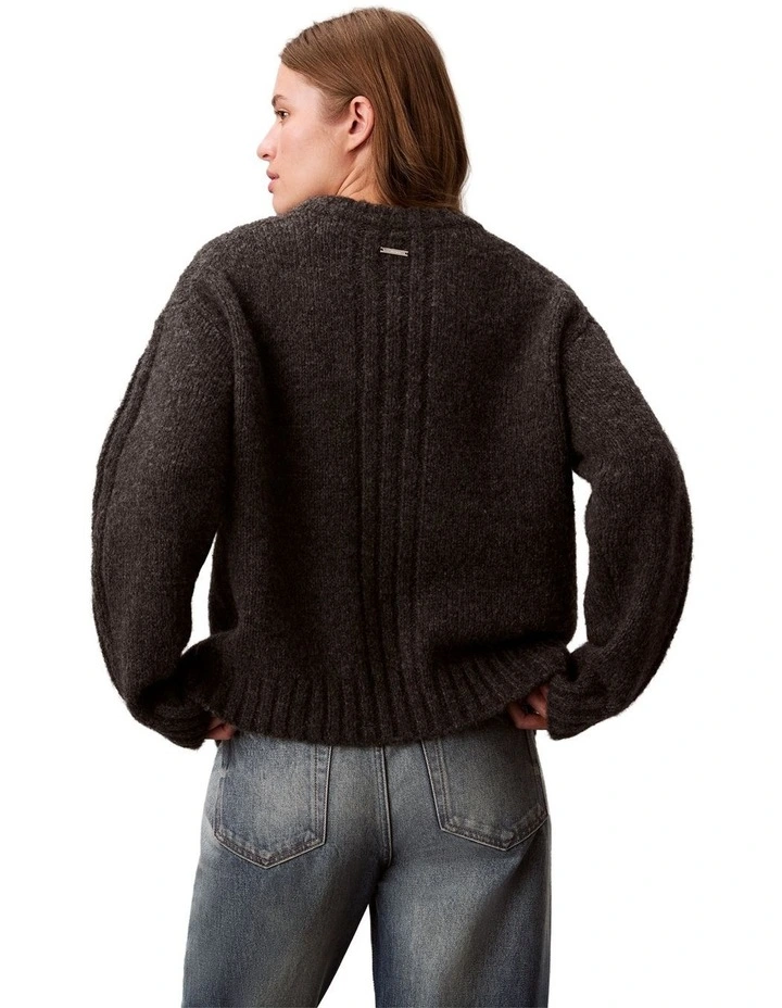 Brushed Wool Blend Pullover Jumper in Brown image 2