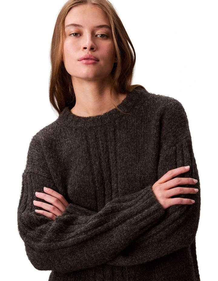 Brushed Wool Blend Pullover Jumper in Brown image 3