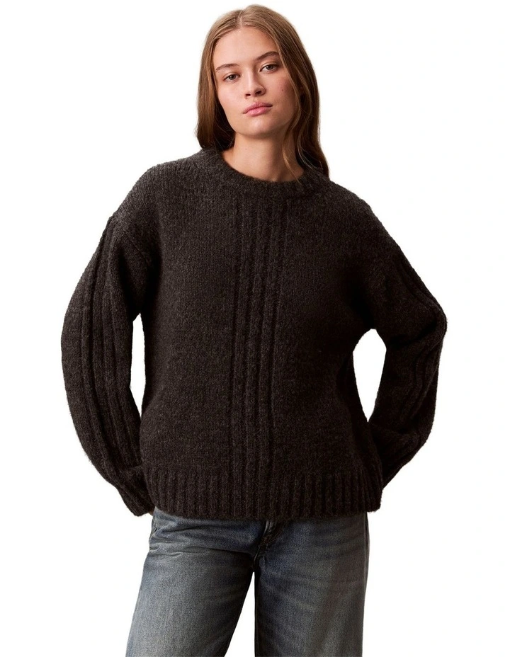 Brushed Wool Blend Pullover Jumper in Brown image 4