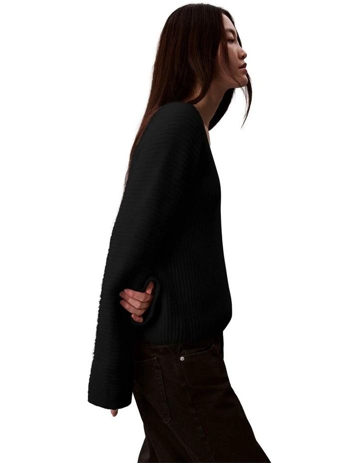 Long Sleeve Button Up Alpaca Blend Cardigan image 3
