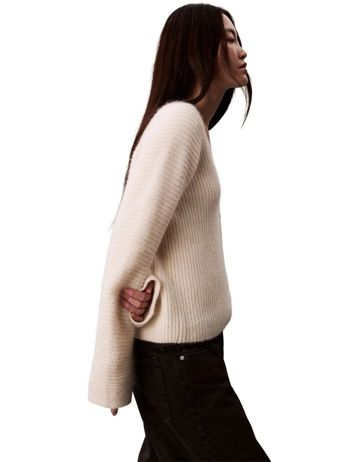 Long Sleeve Alpaca Blend Button Up Cardigan in Cream image 3