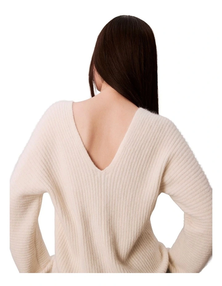 Long Sleeve Alpaca Blend Button Up Cardigan in Cream image 5