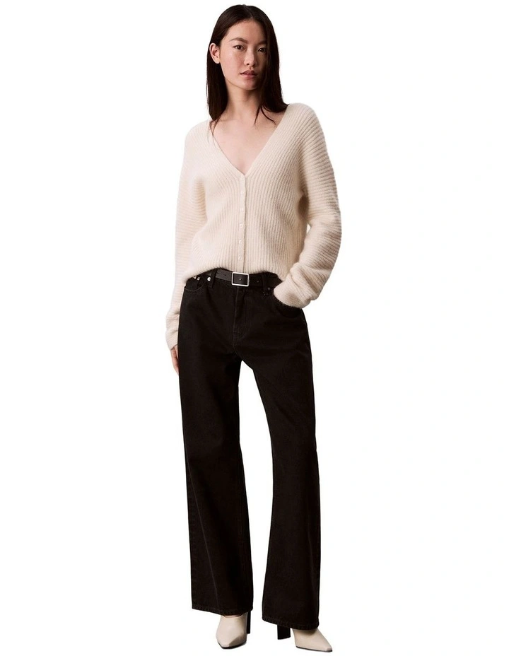 Long Sleeve Alpaca Blend Button Up Cardigan in Cream image 6