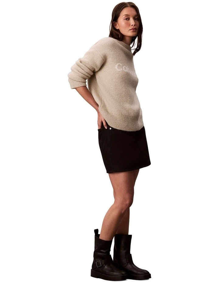 Alpaca Blend Logo Sweater in Beige image 3