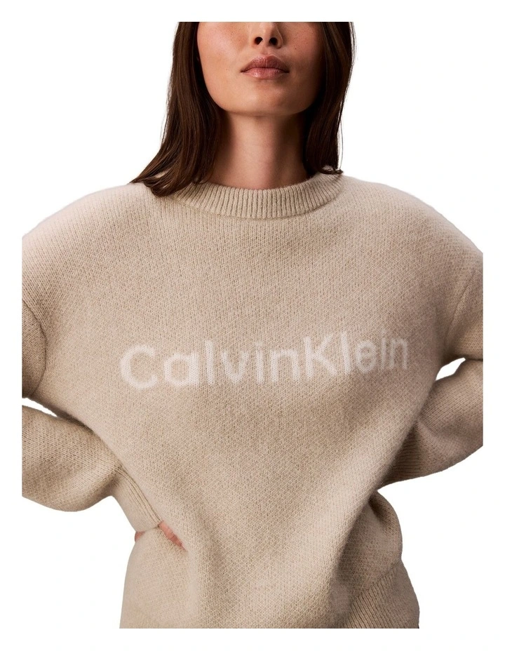 Alpaca Blend Logo Sweater in Beige image 4