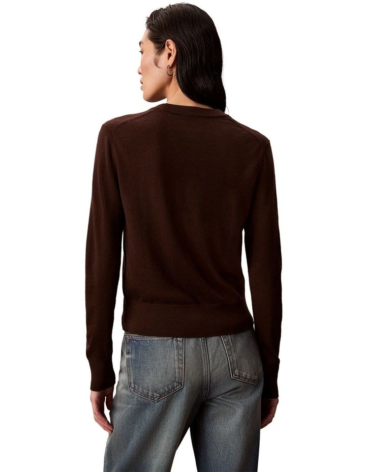 Long Sleeve Extrafine Merino Sweater in Brown image 2