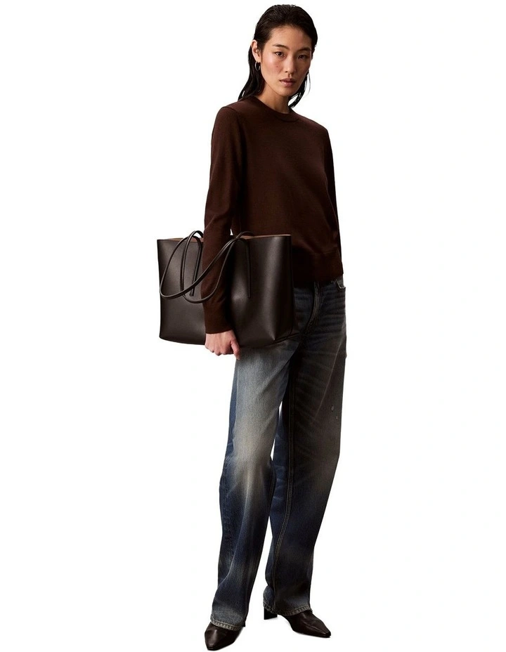 Long Sleeve Extrafine Merino Sweater in Brown image 6