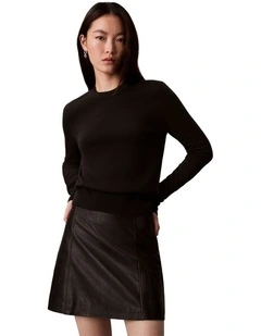 Long Sleeve Extrafine Merino Sweater in Black