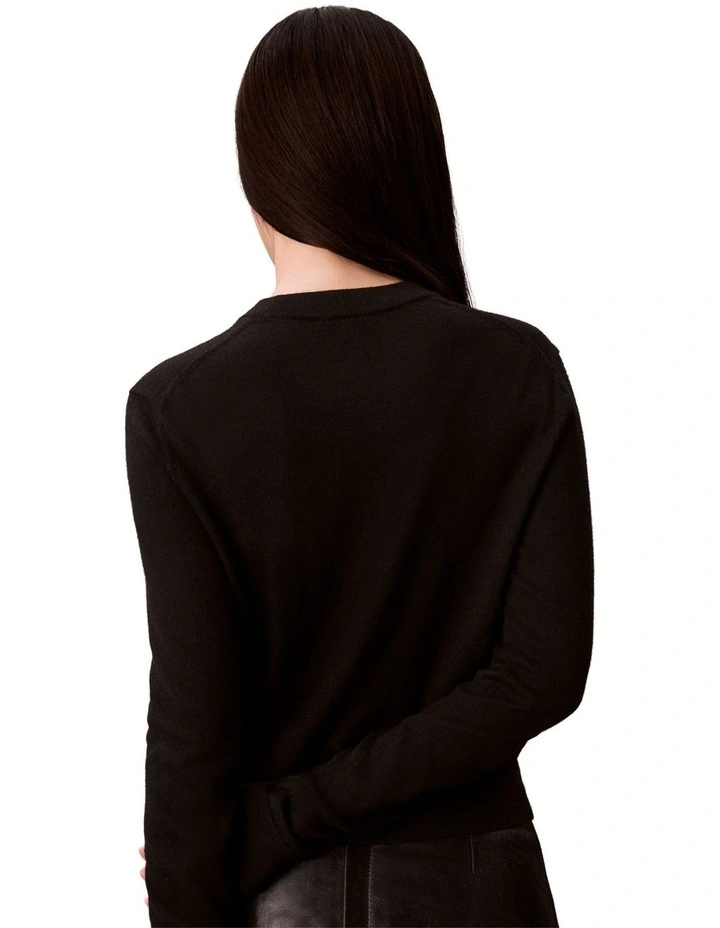Long Sleeve Extrafine Merino Sweater in Black image 2