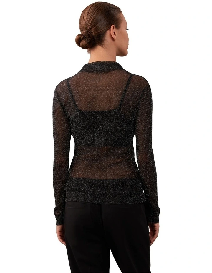 Long Sleeve Lurex Mock Neck Top image 2