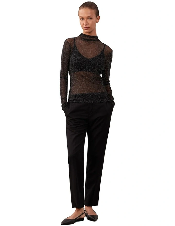 Long Sleeve Lurex Mock Neck Top image 4