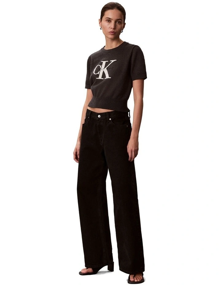 Monologo Cropped Jumper in Charcoal Heather image 1