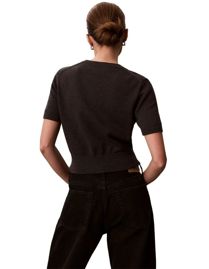 Monologo Cropped Jumper in Charcoal Heather image 2