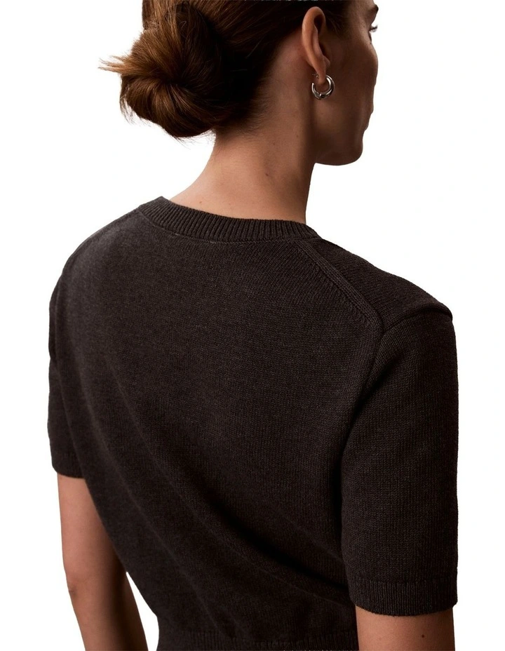 Monologo Cropped Jumper in Charcoal Heather image 5