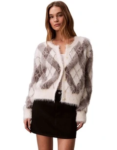 Relaxed Argyle Sweater in Cream