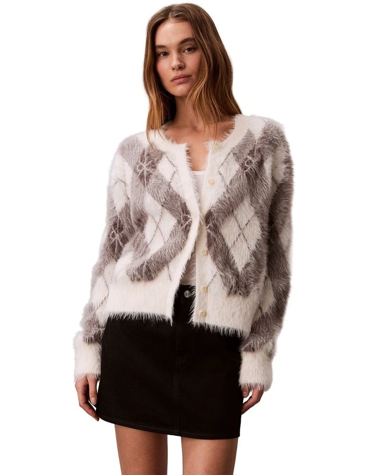 Relaxed Argyle Sweater in Cream image 1