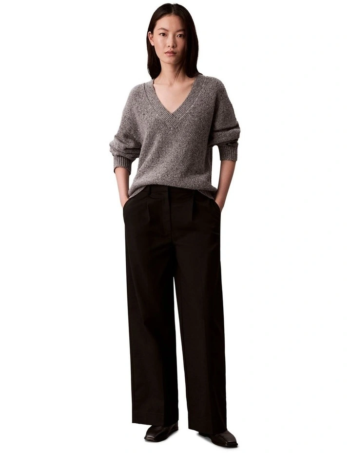 Chunky Relaxed V Neck Sweater in Grey image 1