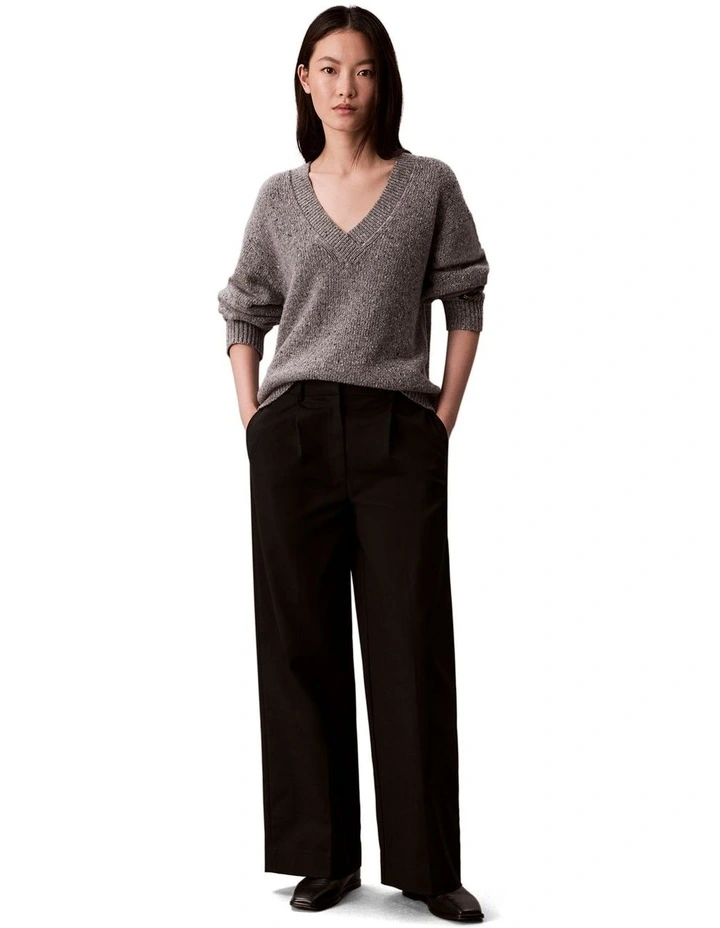 Chunky Relaxed V Neck Sweater in Grey image 1