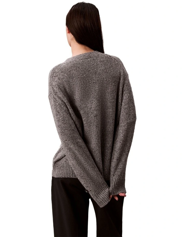 Chunky Relaxed V Neck Sweater in Grey image 2