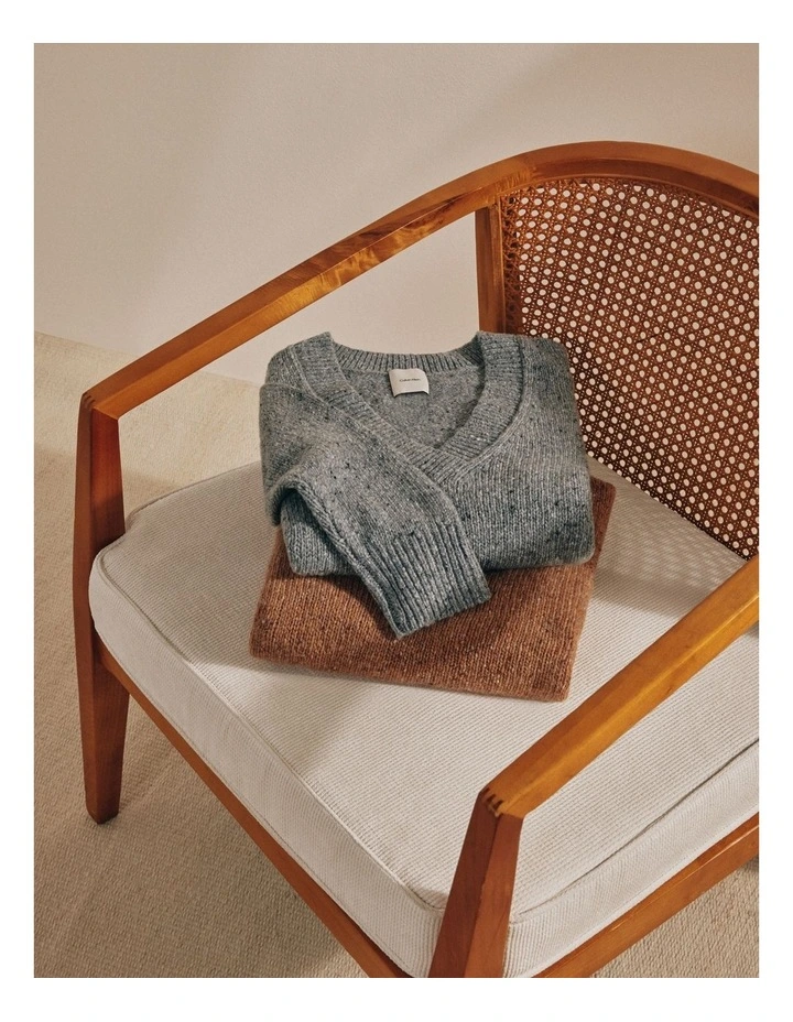 Chunky Relaxed V Neck Sweater in Grey image 7