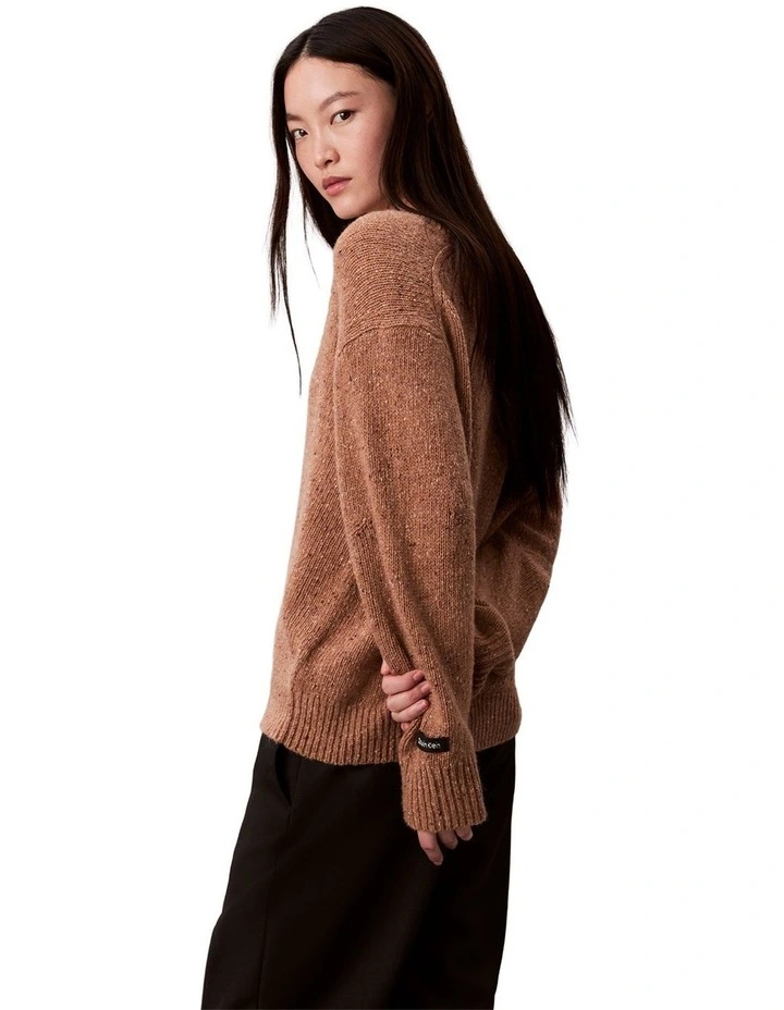 Chunky Relaxed V Neck Sweater in Brown image 4