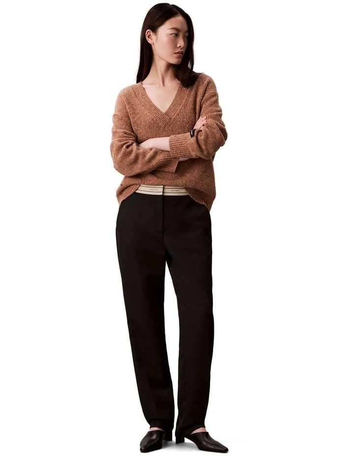 Chunky Relaxed V Neck Sweater in Brown image 5