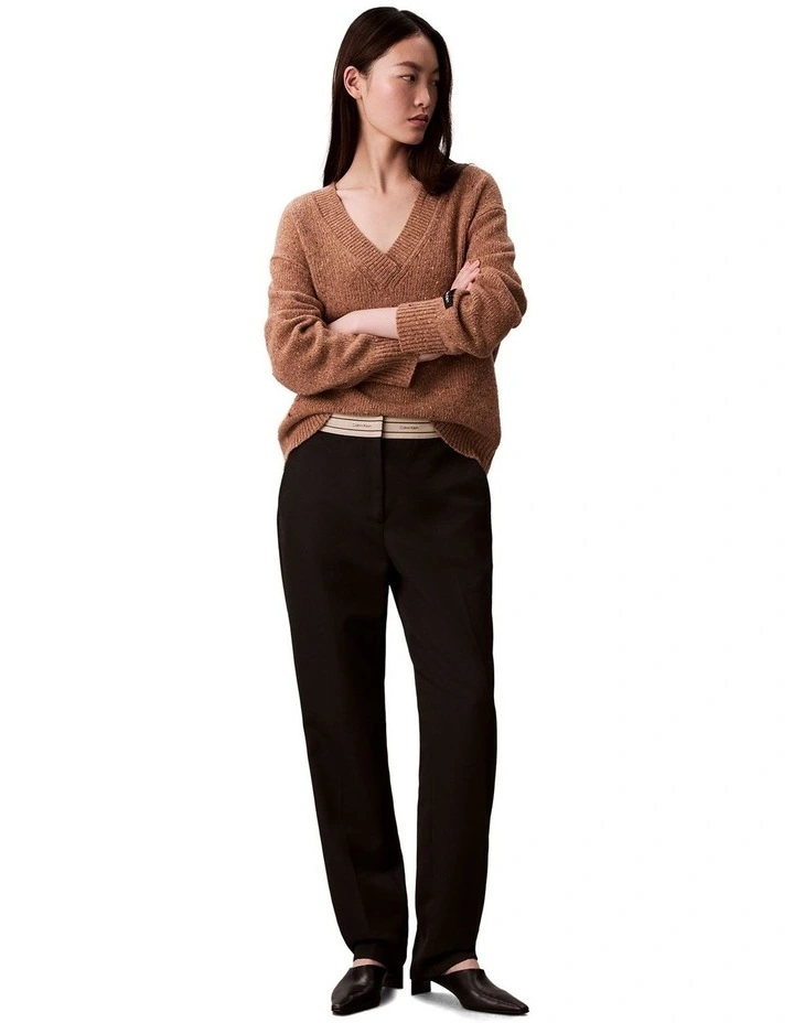 Chunky Relaxed V Neck Sweater in Brown image 6