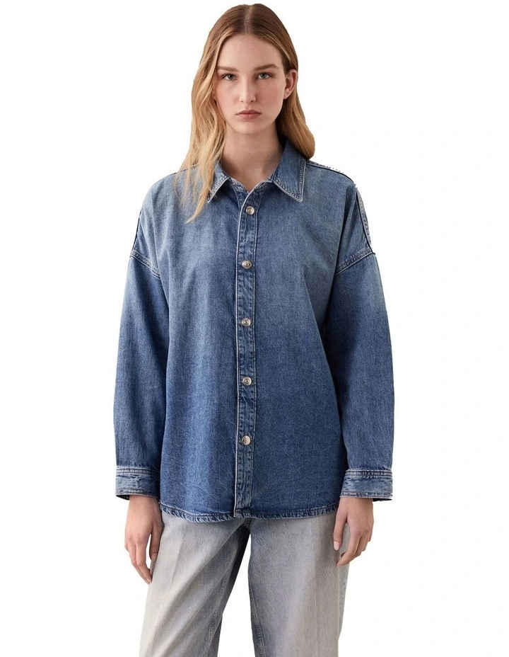 Relaxed Linen Denim Shirt in Daytona image 1