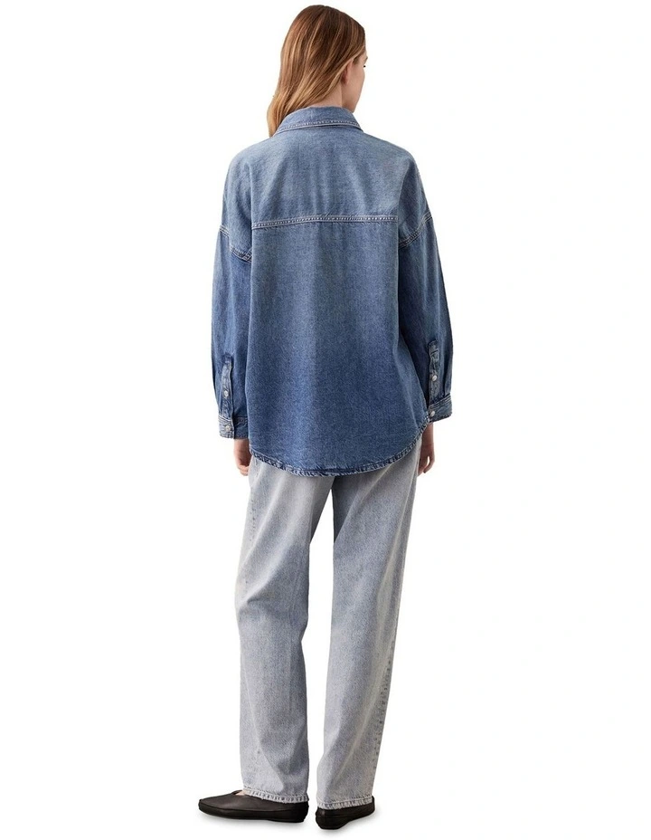 Relaxed Linen Denim Shirt in Daytona image 4