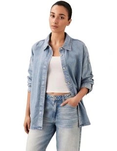 Relaxed Linen Denim Shirt in Aaron